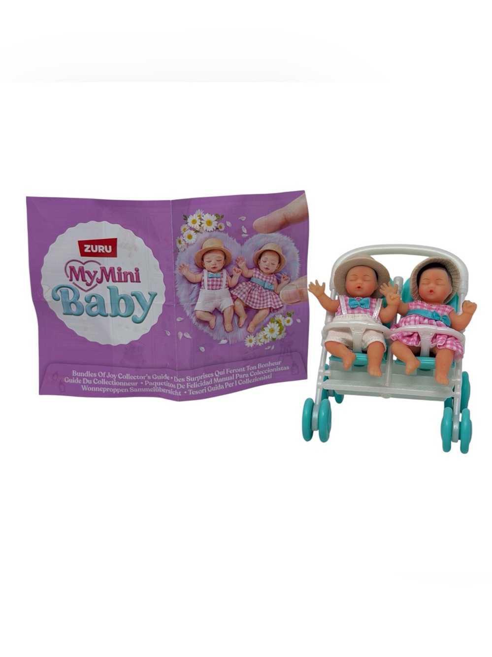 Zuru My Mini Baby Series Double Stroller Twins Boy & Girl Light Skin Tone  EUC
